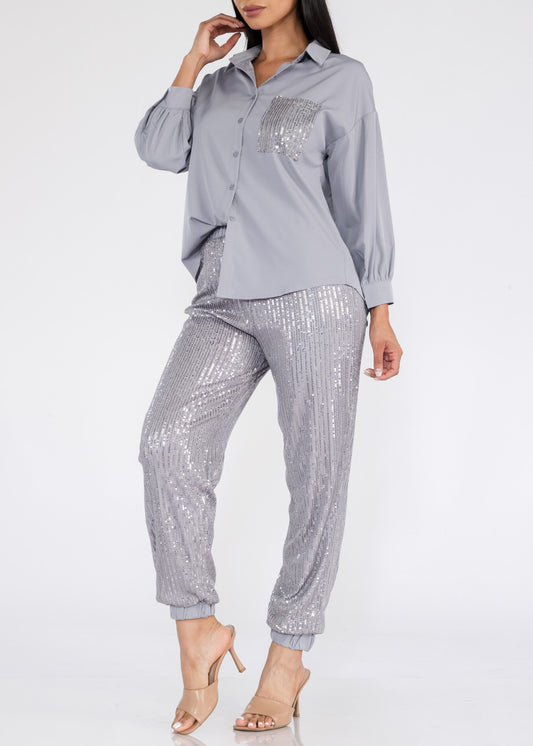 Sequin Pant Set