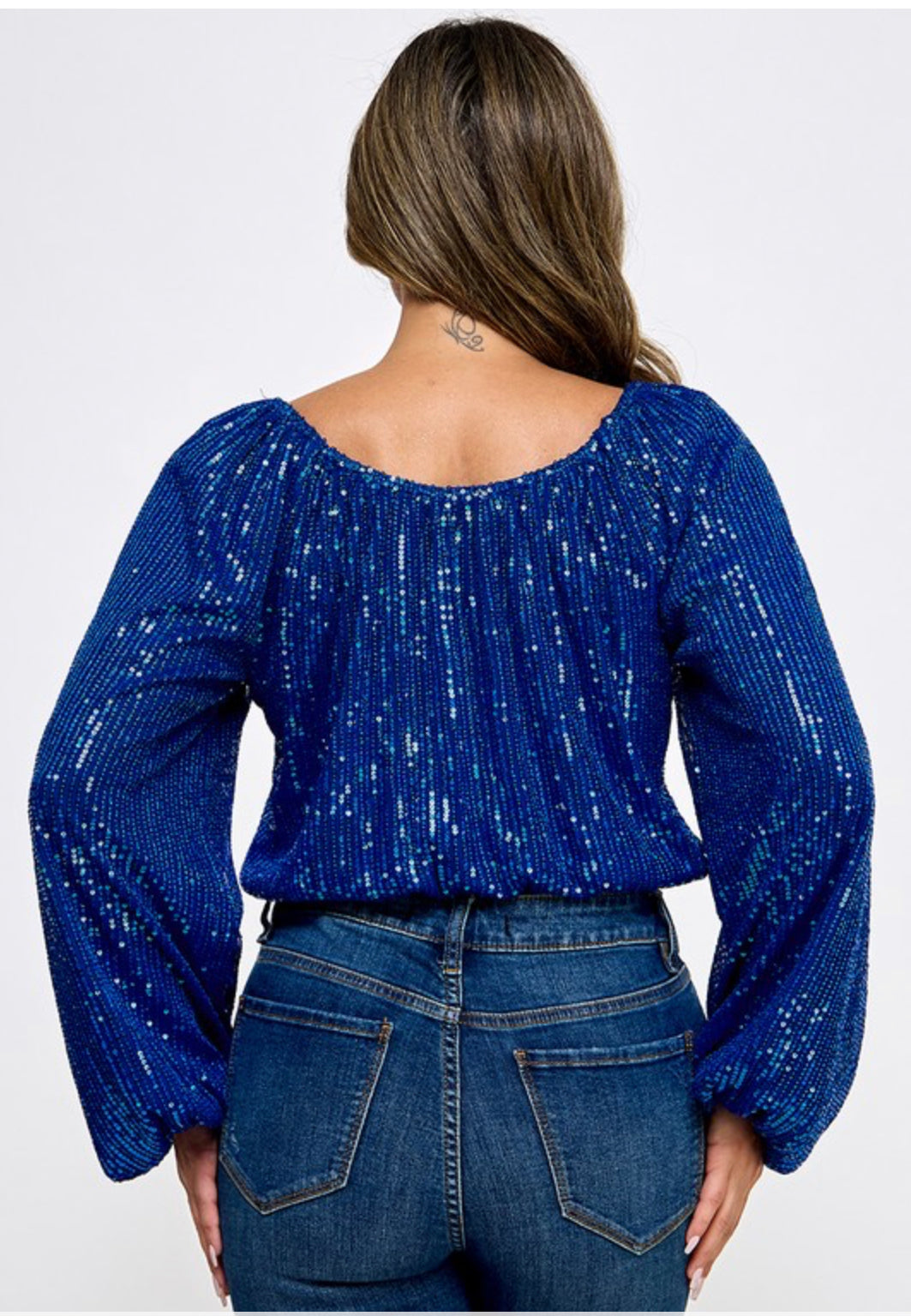 Long sleeve Royal blue sequin top