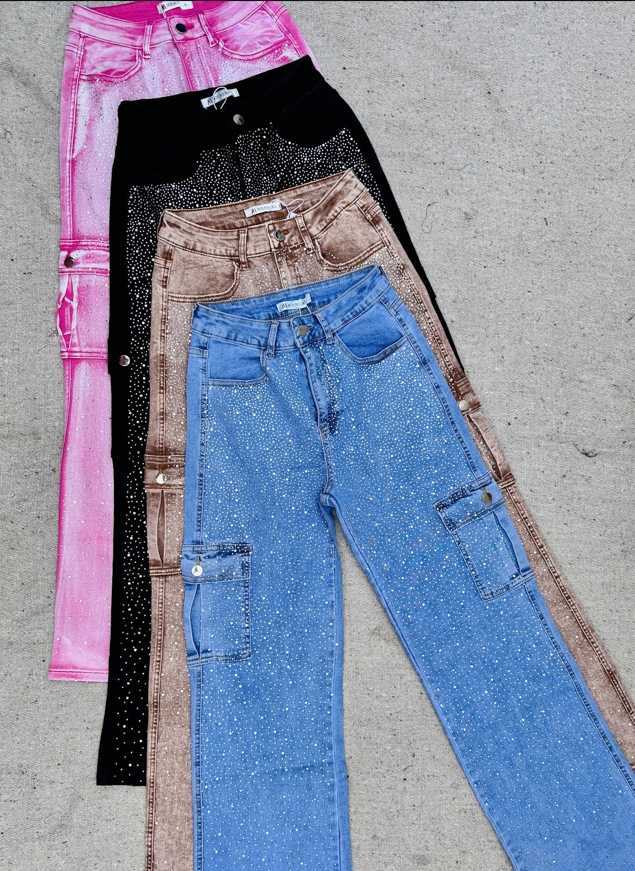Rhinestone cargo pants