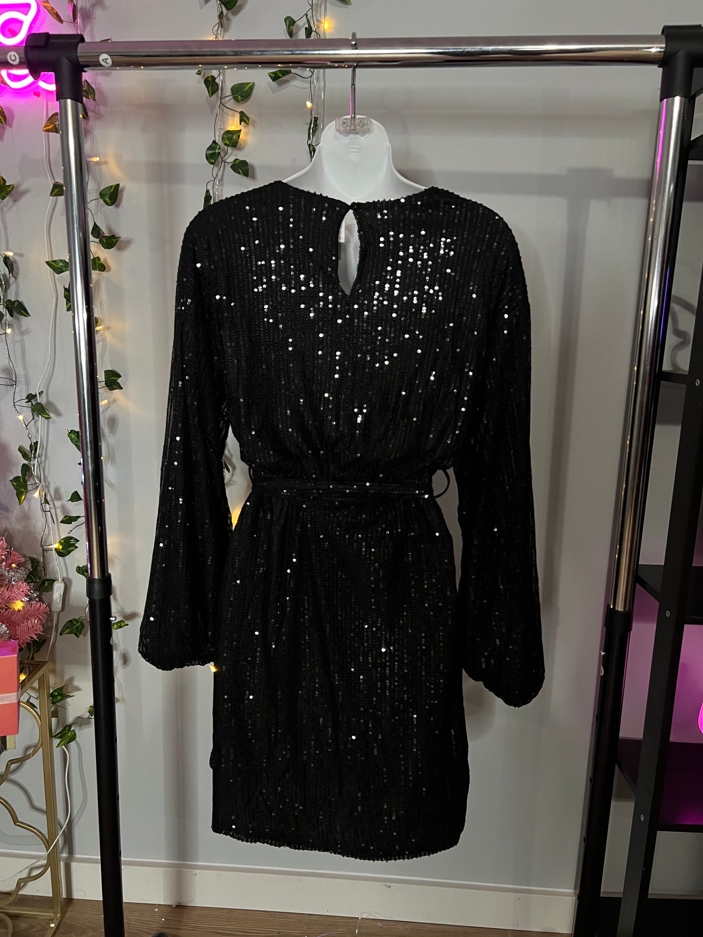 Black long sleeve sequin Holiday dress