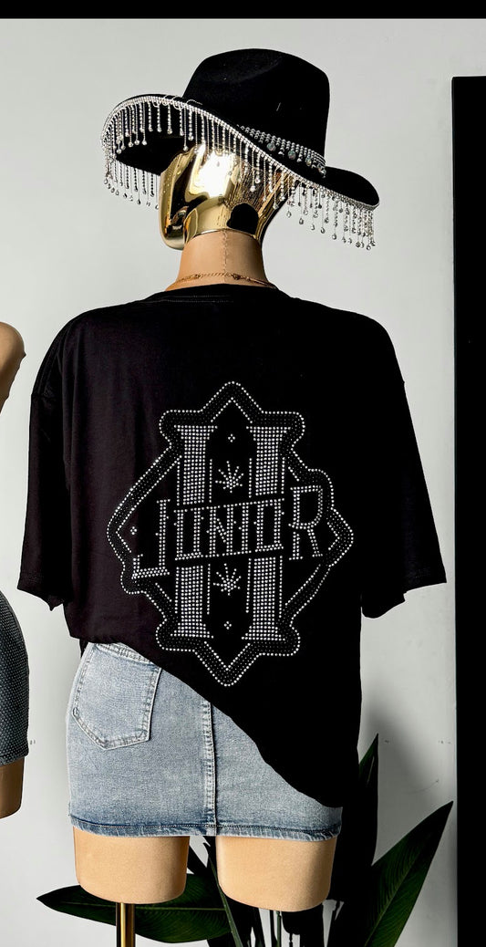 Junior H rhinestone oversized tee