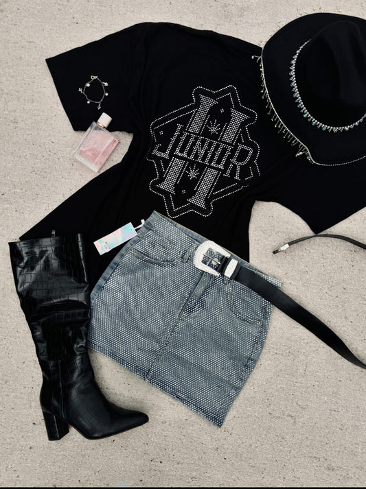 Junior H rhinestone oversized tee