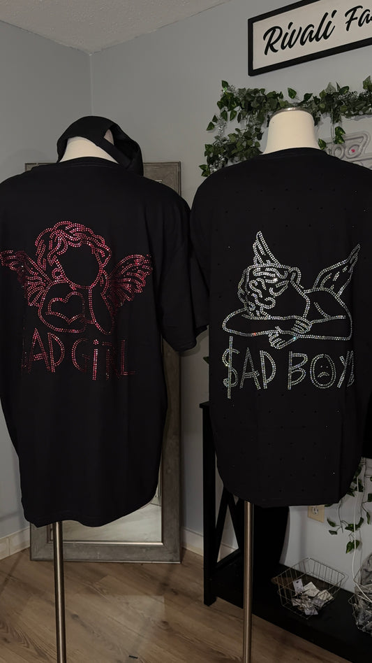 Sadboyz/girlz rhinestone oversized tee
