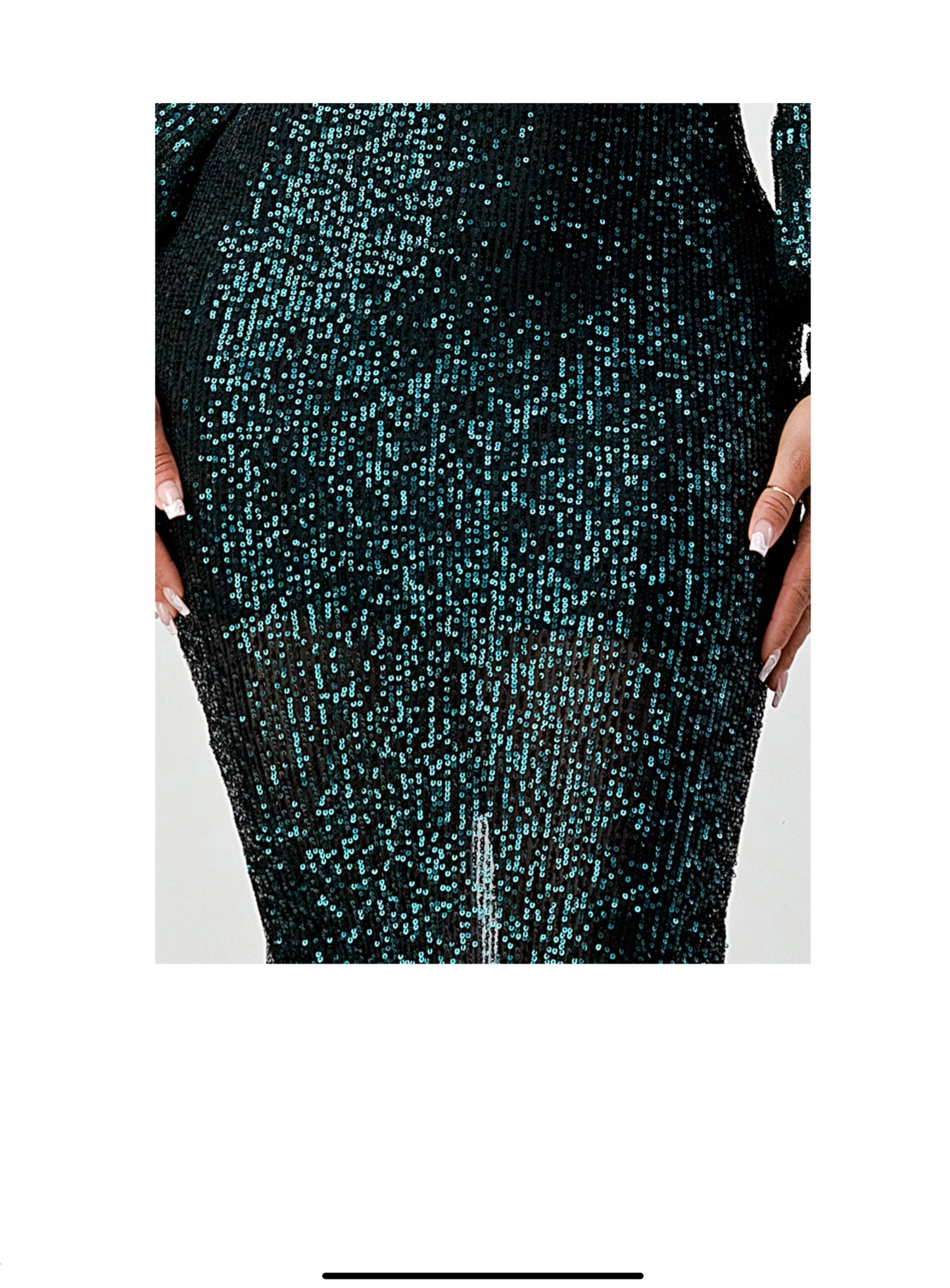 Luxe Hunter Green Sequin- Off the shoulder dress