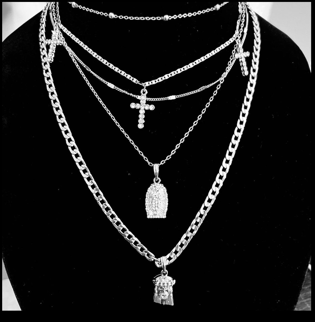 Layered religious necklace