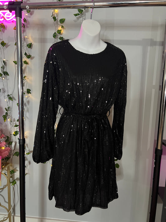Black long sleeve sequin Holiday dress